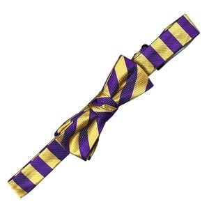 Collared Greens LSU Tigers Bow Tie Mens OS Purple Gold Striped Silk Pre-Tied USA